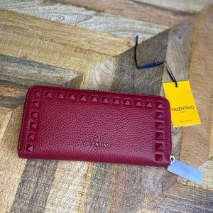 Valentino Red Studded Continental Wallet